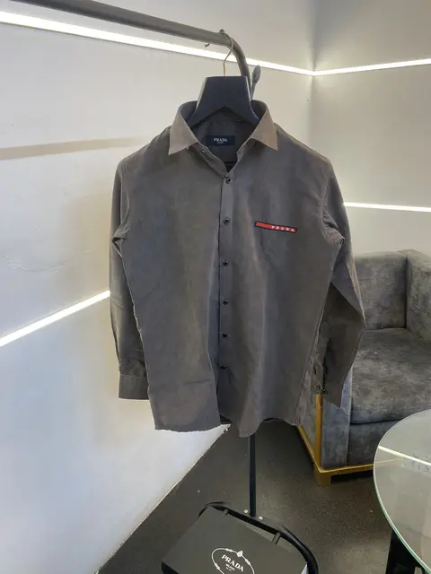 Prada style 03 cotton suede imported box pack shirt dark brown