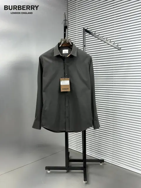 Burberry Chest Logo Full Sleeves Shirt Grey