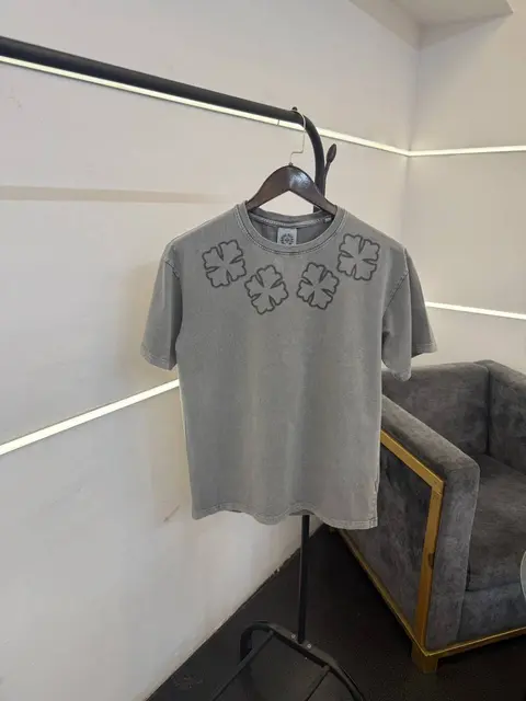 Chrome heart carbon grey acid wash imported round neck tshirt