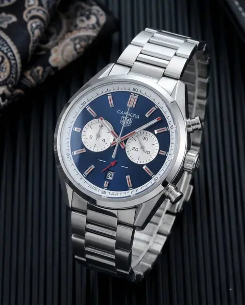 Tag heuuer Carrera white Chronograph silver blue