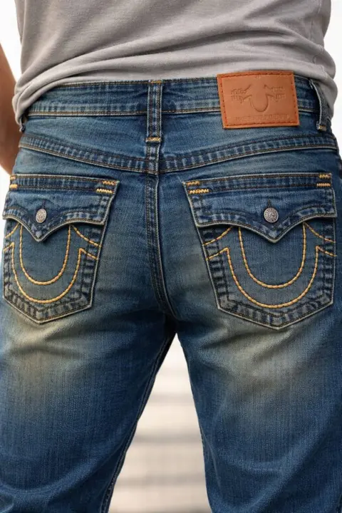 True Religio n Green Shade Boot cut Premium Imported Stretchable lycra fabric Denim with back flap pocket Design 3765