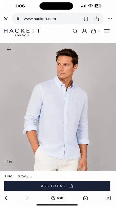 Hackett Chest Logo Full Sleeves Shirt Sky Blue
