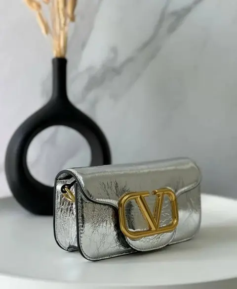 Valentino VLogo Silver Small ShoulderBag With OriginalBox DustCover