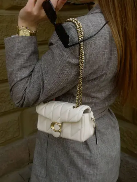 Coach Tabby 20 Quilted White-gold ShoulderBag With OriginalBox DustCover