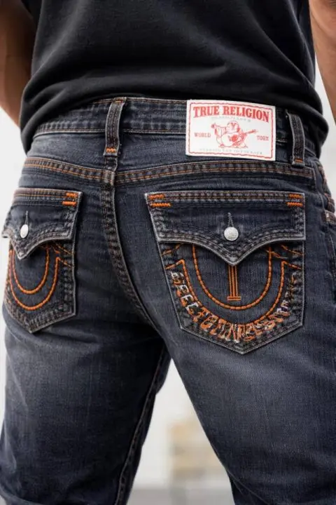 True Religio n Grey Shade Boot cut Premium Imported Stretchable lycra fabric Denim with back flap pocket Design 3766
