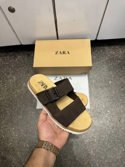 Zarra Strap Suede Leather Premium Sandals Slides dark Brown
