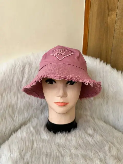 Chanel CC Pink Triangle Premium Bucket Hat With Safety Box