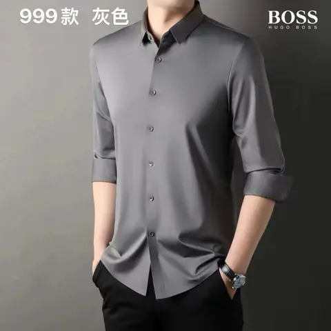 Hugo Bos Full Sleeves Shirt Grey