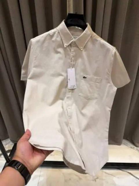 Lacoste Chest Logo Half Sleeves Shirt Cream