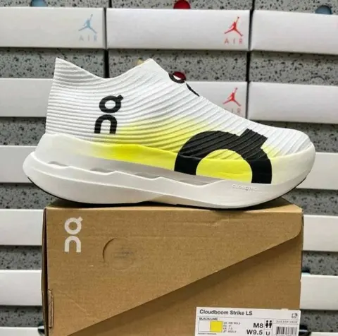 On Cloudboom Strike LS White yellow