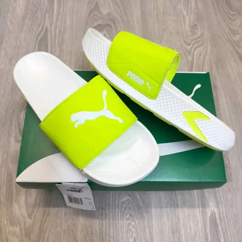 Puma SoftridePro Leadpuff Lime Yellow White Slides