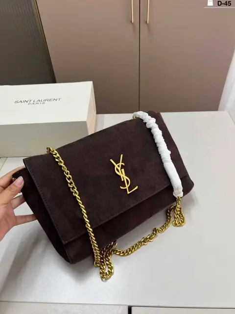 YSL Saint Laurent Kate Reversible Suede Shoulder Bag With OG Magnetic Box & Dust Bag (Brown - 1189)