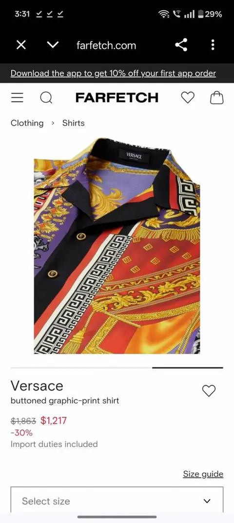 Versace IMPORTED STORE ARTICLE PREMIUM PRINTED SHIRT
