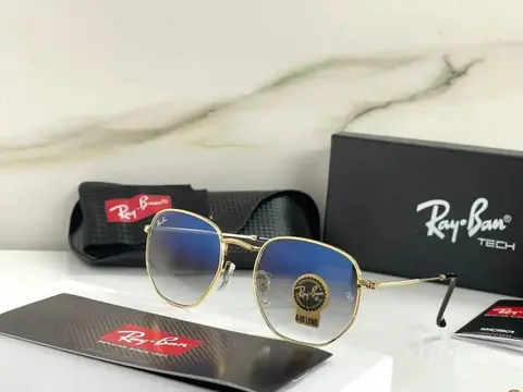 Rey ban 3548 hexagonal gold blue