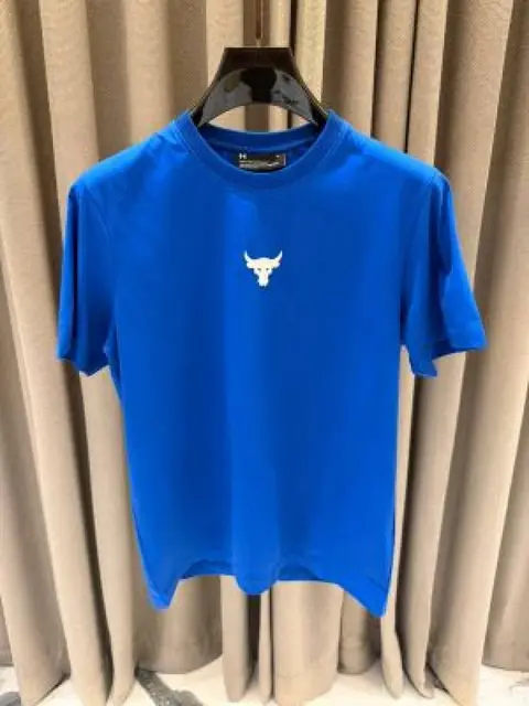 Under Armor Middle Brand Logo Round Neck T-shirt Blue