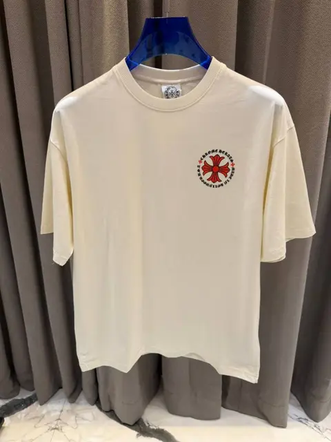 Chrome Heart Round Neck T-shirt Cream
