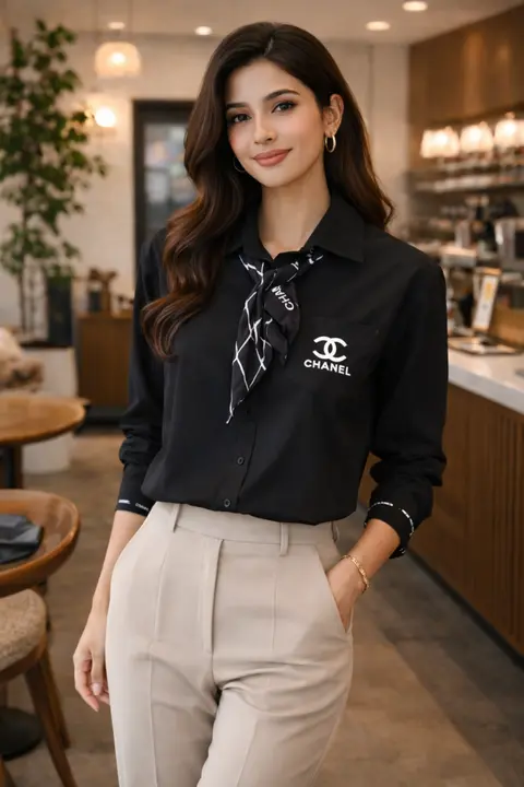 CHEN LOGO SHIRT BLACK S137-BK