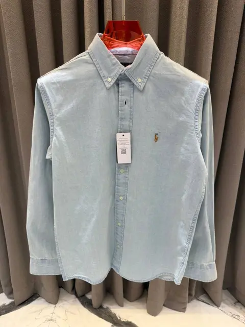 Ralph Lauren Chest Logo Full Sleeves Denim Shirts Sky Blue