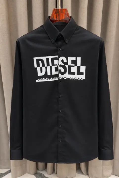 Diesel Middle Brand Logo Full Sleeves Shirt Black