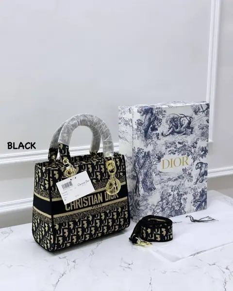 Dior Lady Dlite Black 8825 Handbag With OriginalBox & DustCover