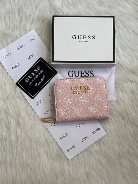 Guess 03 Pink Mini Zippy Wallet With Original Box - Dust Cover - Card Premium Packing