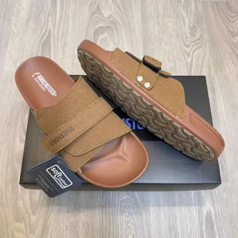 Birkenstock Adjust Kyoto Nubuck Soft Cushion Tan Slides