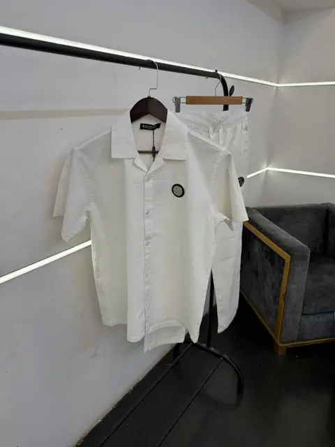 Balmain imported cord set with steel logo white