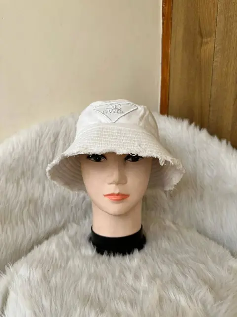 Chanel CC Of White Triangle Premium Bucket Hat With Safety Box