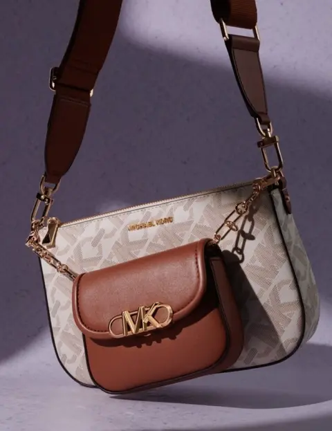 Michael Kors MK Parker Empire Shoulder Bag With Chain Pouch & OG Box & Dust Bag (White - 851)