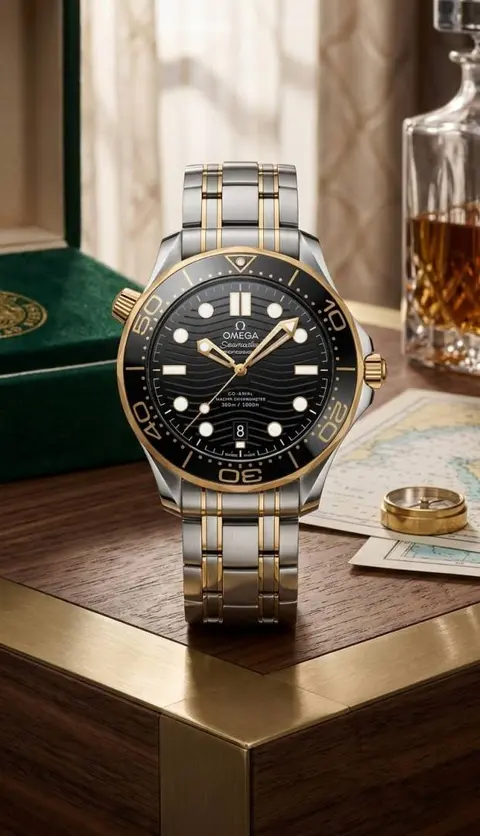 Seamaster Omegg aDiver 300M Automatic 2Ton Gold Black