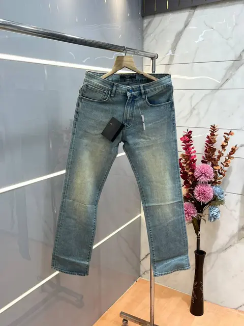 Prada Green Shade Straight Fit Premium Imported Stretchable Lycra Fabric Denim with Emboss Logo 3762