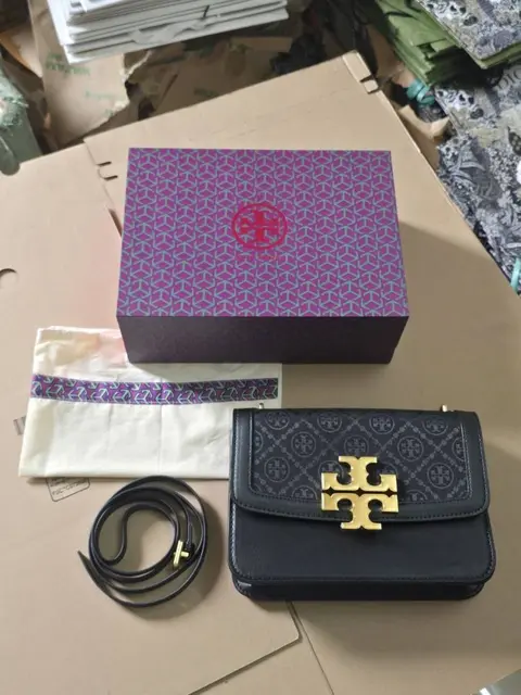 Tory1133 Burch Eleanor Premium Quality Shoulder Bag With OG Magnetic Box & Dust Bag (Denim Black - 1133)