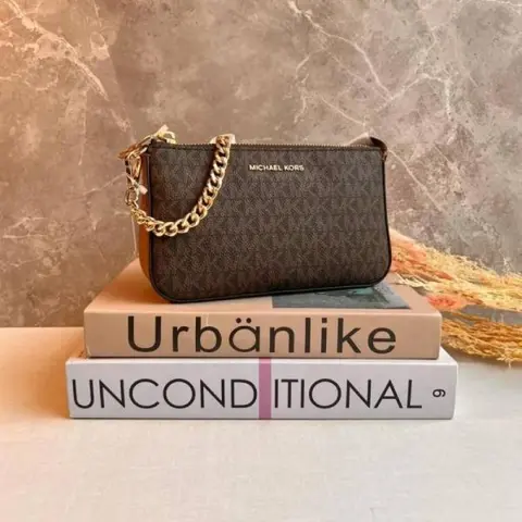 Michael248 Kors MD Chain Pouchette Bag With Dust Bag (Brown - 248)