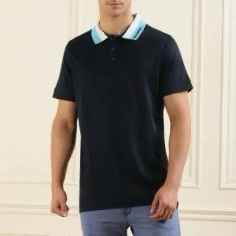No Returns Karl Legarfield Chest Logo Polo T-shirt Navy