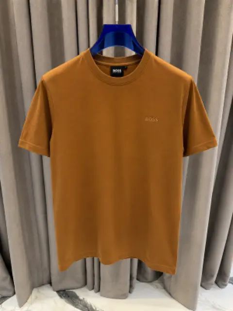 Boss Chinese Collar Round Neck T-shirt Brown