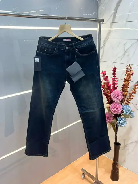Prada Blue Shade Straight Fit Premium Imported Stretchable Lycra Fabric Denim with Printed Logo 3713