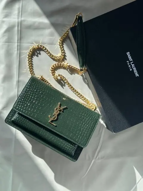 Ysl sunset Crocodile Skin 2504 Shoulder Bag With Original Box & DustCover