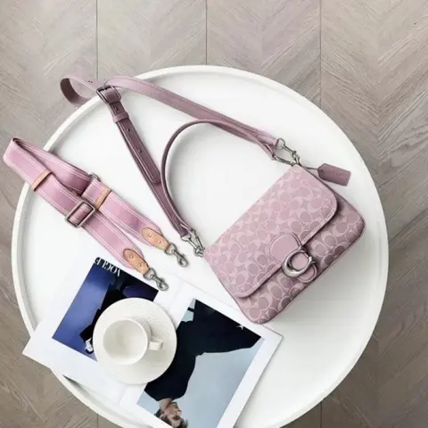 Coach Soft Tabby Premium Quality Shoulder Bag With OG Magnetic Box & Dust Bag & 2 Belts (Pink-644)