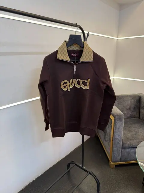 Gucci imported half zip imported sweatshirt maroon