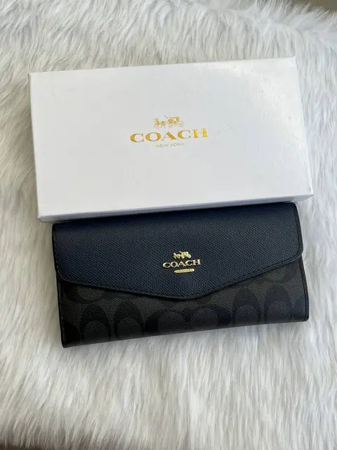 Coach 67 Blue 3 Fold Wallet With OriginalBox