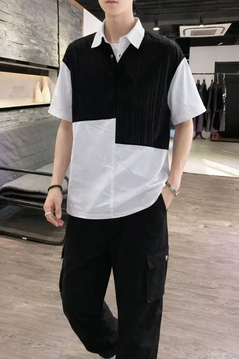 KOREAN IMPORTED HIGH DEMAND ARTICLE POLO T-SHIRT BLACK WHITE
