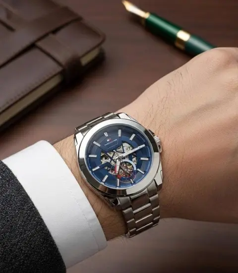 Tommy Hilfigar automatic skeleton Blue
