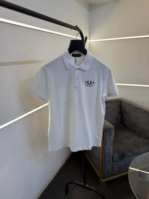 Fred perry imported polo tshirt white front and back embroidery sale