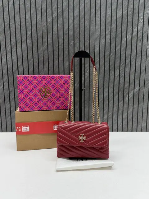 Tory Burcch Red Kira Small Convertible Quilted Shoulder Bag With Double Box OG Packing