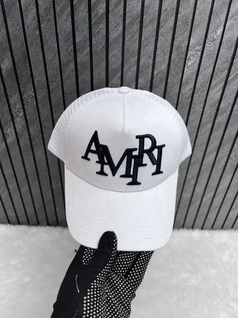 Amiri Black White Front Logo Premium Unisex Trucker Hat With Safety Box
