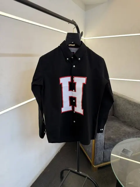 Tommy hilfigar H logo imported full sleeves shirt black sale