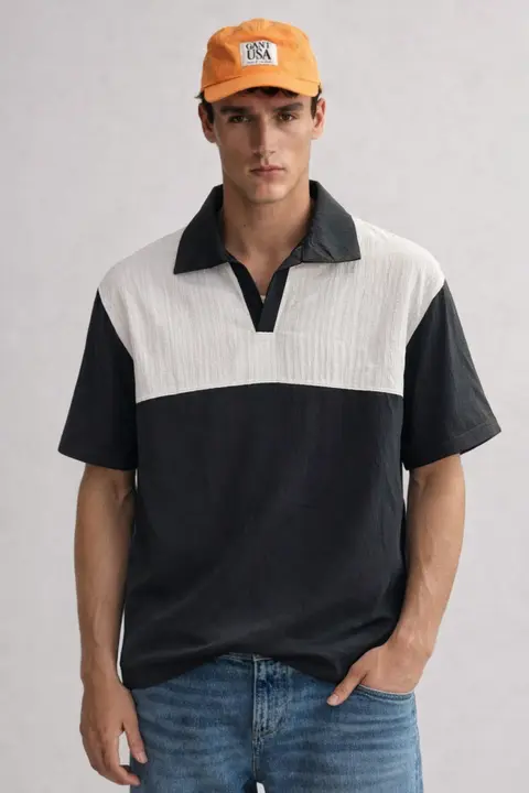 KOREAN IMPORTED HIGH DEMAND ARTICLE POLO T-SHIRT BLACK WHITE
