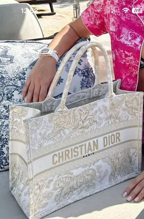 Dior Book Tote Cream Toile De Jouy With OG Box & Dust Bag & Scarf (Cream Tiger-842)