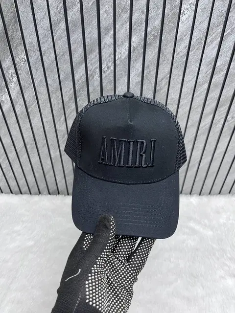 Amiri All Black Front Logo Premium Unisex Trucker Hat With Safety Box