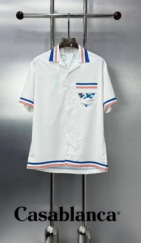 Casablanca Swan Pocket Logo Half Sleeves Shirt White